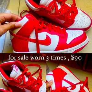 Selling Red and white dunks
